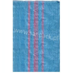 Worek polipropylenowy niebieski z czerwonymi pasami 50x80 cm 1000 szt